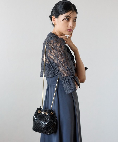 ゆきこ　　　美品　メタルビーズバック　2WAY メタルメッシュ2WAYミニバッグ 結婚式 顔合わせ お呼ばれ