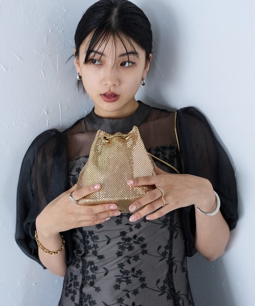 メタルメッシュ2WAYミニバッグ 結婚式 顔合わせ お呼ばれ