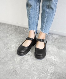 『軽量』2.2cmヒール 厚底ストラップ付パンプス