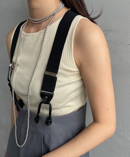 NOIR FABRIK（ヌワールファブリック）の「[NOIR FABRIK/ヌワールファブリック] ボートネック ノースリーブカットソー（タンクトップ・レディース・オフホワイト/チャコールグレー/ブルー/ブラック/ベージュ・0/1）」の22枚目の写真