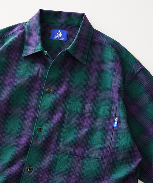 GERRY（ジェリー）の「【GERRY／ジェリー 】別注 ガーゼチェック半袖シャツ（シャツ/ブラウス・メンズ・ブラック/マスタード/グレー/グリーン・LARGE/MEDIUM）」の3枚目の写真