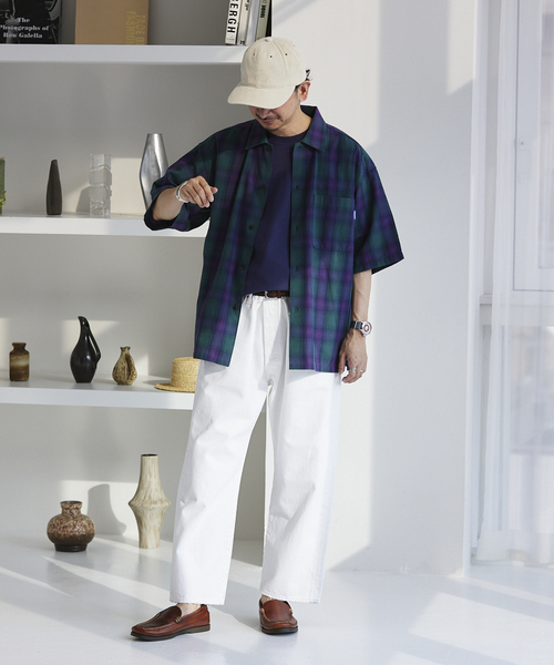 GERRY（ジェリー）の「【GERRY／ジェリー 】別注 ガーゼチェック半袖シャツ（シャツ/ブラウス・メンズ・ブラック/マスタード/グレー/グリーン・LARGE/MEDIUM）」の6枚目の写真