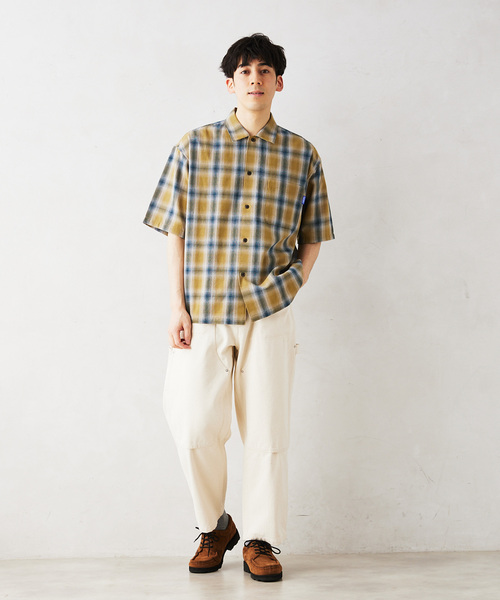 GERRY（ジェリー）の「【GERRY／ジェリー 】別注 ガーゼチェック半袖シャツ（シャツ/ブラウス・メンズ・ブラック/マスタード/グレー/グリーン・LARGE/MEDIUM）」の8枚目の写真