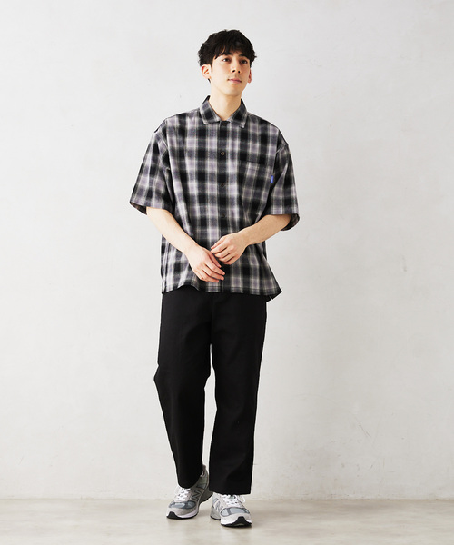 GERRY（ジェリー）の「【GERRY／ジェリー 】別注 ガーゼチェック半袖シャツ（シャツ/ブラウス・メンズ・ブラック/マスタード/グレー/グリーン・LARGE/MEDIUM）」の9枚目の写真