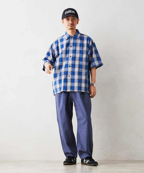 GERRY（ジェリー）の「【GERRY／ジェリー 】別注 ガーゼチェック半袖シャツ（シャツ/ブラウス・メンズ・ブラック/マスタード/グレー/グリーン・LARGE/MEDIUM）」の20枚目の写真