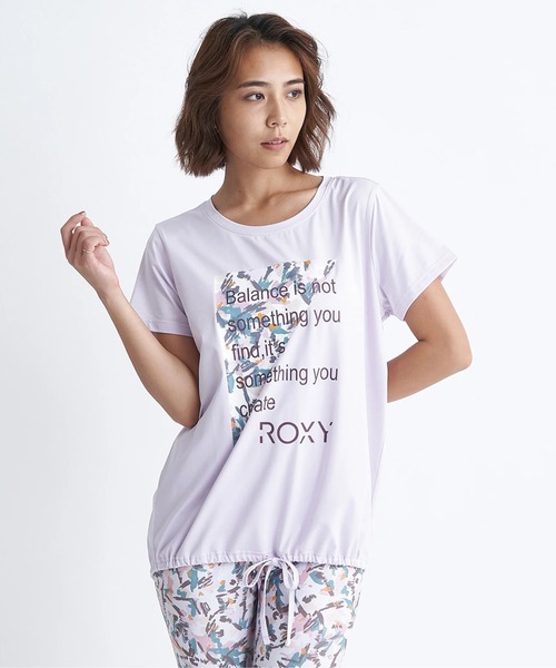 ROXY(ロキシー)の「FLAMINGO TEE/ロキシー裾紐水陸両用UVカット速乾半袖Tシャツ(Tシャツ/カットソー・レディース・グリーン/パープル/ブラック・LARGE/MEDIUM/SMALL)」の1枚目の写真