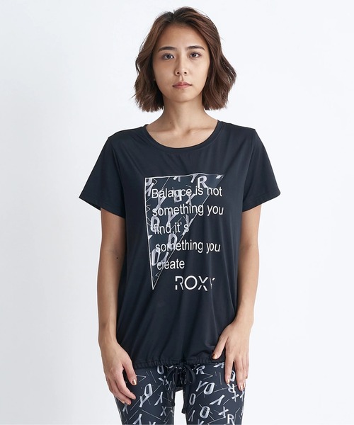 ROXY(ロキシー)の「FLAMINGO TEE/ロキシー裾紐水陸両用UVカット速乾半袖Tシャツ(Tシャツ/カットソー・レディース・グリーン/パープル/ブラック・LARGE/MEDIUM/SMALL)」の2枚目の写真
