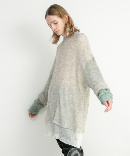 STOF（ストフ）の「STOF/ストフ/Mohair Color Layer Knit Sweater（ニット/セーター・メンズ・ブラック/ホワイト・MEDIUM/SMALL）」の22枚目の写真