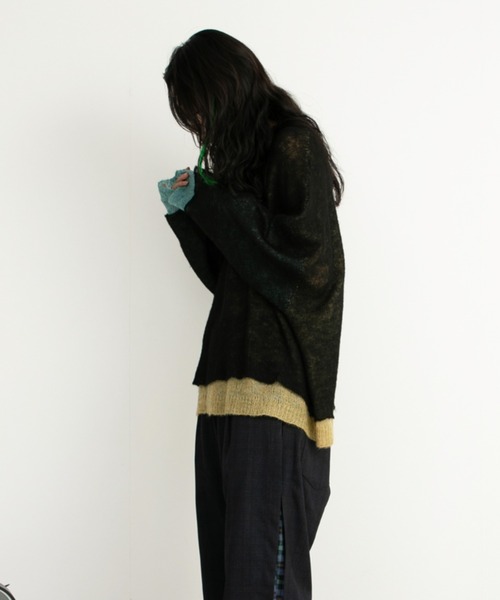 STOF（ストフ）の「STOF/ストフ/Mohair Color Layer Knit Sweater（ニット/セーター・メンズ・ブラック/ホワイト・MEDIUM/SMALL）」の19枚目の写真