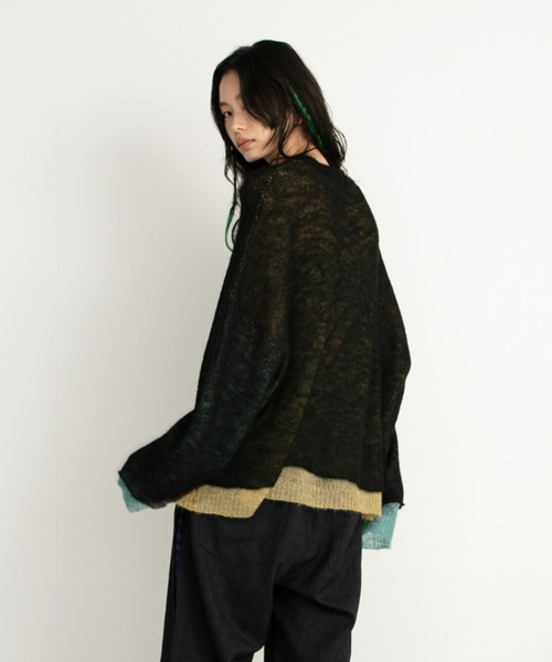 STOF（ストフ）の「STOF/ストフ/Mohair Color Layer Knit Sweater（ニット/セーター・メンズ・ブラック/ホワイト・MEDIUM/SMALL）」の18枚目の写真