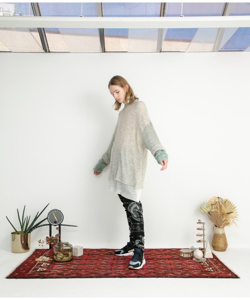 STOF（ストフ）の「STOF/ストフ/Mohair Color Layer Knit Sweater（ニット/セーター・メンズ・ブラック/ホワイト・MEDIUM/SMALL）」の16枚目の写真