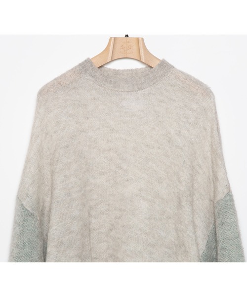 STOF（ストフ）の「STOF/ストフ/Mohair Color Layer Knit Sweater（ニット/セーター・メンズ・ブラック/ホワイト・MEDIUM/SMALL）」の9枚目の写真