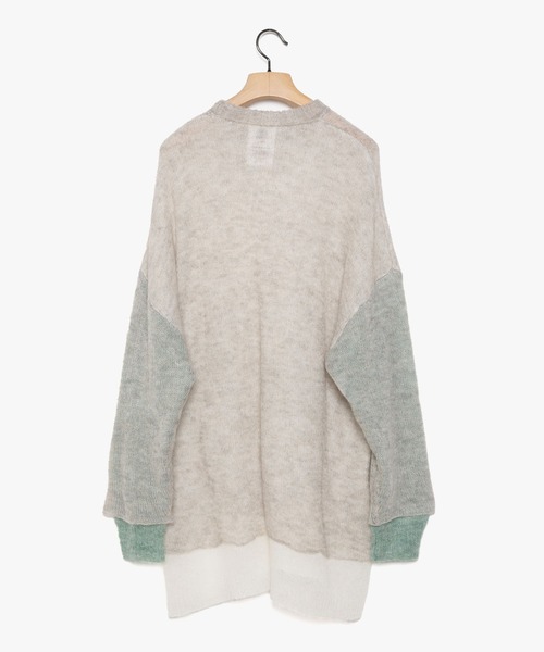 STOF（ストフ）の「STOF/ストフ/Mohair Color Layer Knit Sweater（ニット/セーター・メンズ・ブラック/ホワイト・MEDIUM/SMALL）」の7枚目の写真