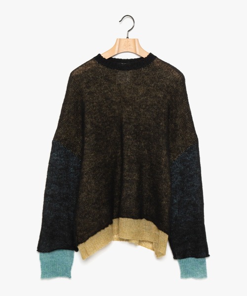 STOF（ストフ）の「STOF/ストフ/Mohair Color Layer Knit Sweater（ニット/セーター・メンズ・ブラック/ホワイト・MEDIUM/SMALL）」の6枚目の写真