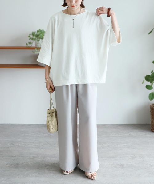 reca(レカ)の「ボートネック7分袖ドルマンTシャツ(Tシャツ/カットソー・レディース・オフホワイト/ブラック/グレー系その他・M)」の21枚目の写真