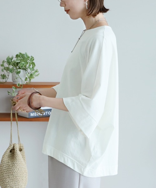reca(レカ)の「ボートネック7分袖ドルマンTシャツ(Tシャツ/カットソー・レディース・オフホワイト/ブラック/グレー系その他・M)」の22枚目の写真