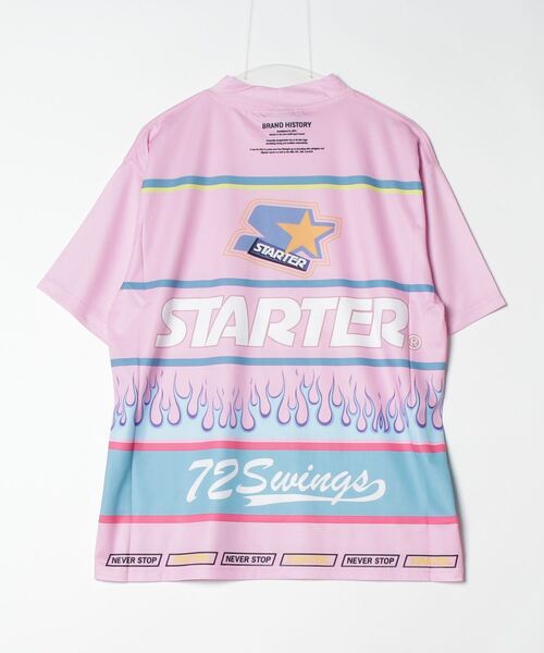 STARTER BLUE LABEL（スターターブルーレーベル）の「【STARTER GOLF】スターターゴルフ ロゴファイヤーパターンモックネック半袖Tシャツ SG-123002（Tシャツ/カットソー・メンズ・ホワイト/ピンク/ブラック・M/L/XL）」の4枚目の写真