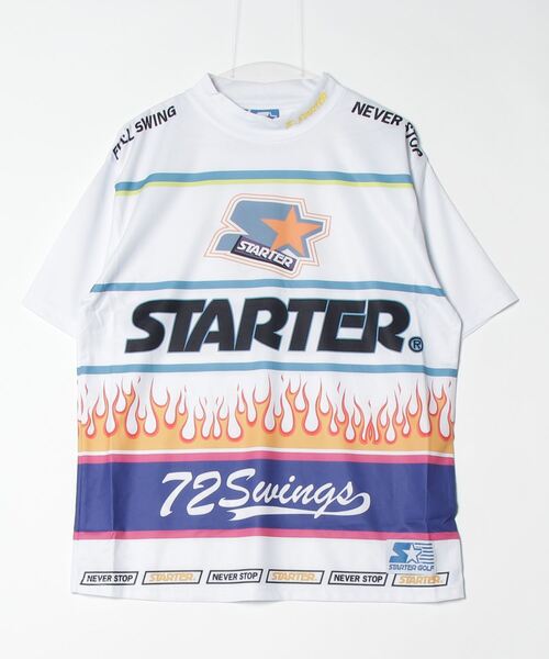 STARTER BLUE LABEL（スターターブルーレーベル）の「【STARTER GOLF】スターターゴルフ ロゴファイヤーパターンモックネック半袖Tシャツ SG-123002（Tシャツ/カットソー・メンズ・ホワイト/ピンク/ブラック・M/L/XL）」の8枚目の写真