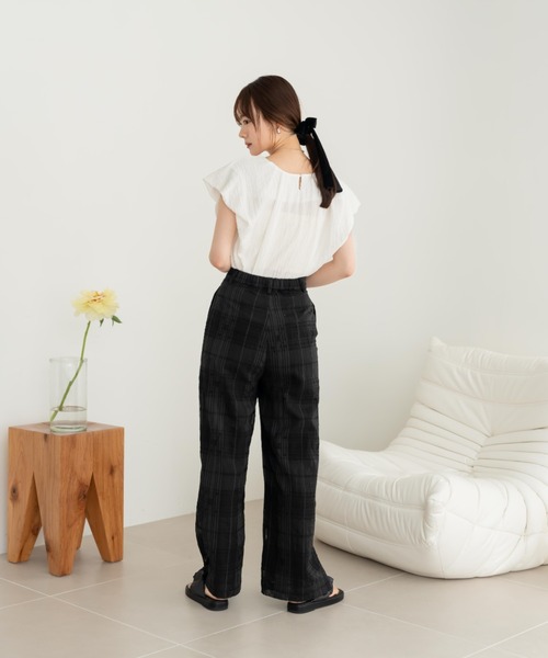 hinari（ヒナリ）の「シアーチェックパンツ（その他パンツ・レディース・ホワイト/ベージュ/ブラック・X-SMALL/SMALL/FREE）」の16枚目の写真