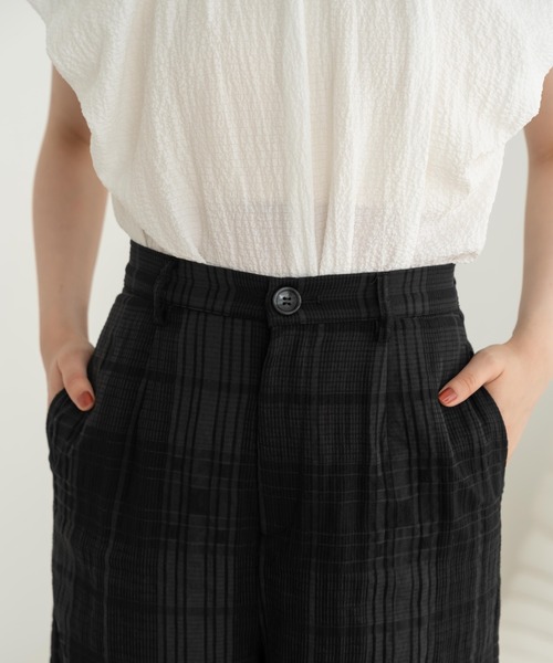 hinari（ヒナリ）の「シアーチェックパンツ（その他パンツ・レディース・ホワイト/ベージュ/ブラック・X-SMALL/SMALL/FREE）」の12枚目の写真
