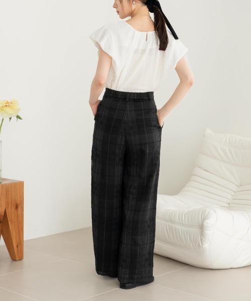 hinari（ヒナリ）の「シアーチェックパンツ（その他パンツ・レディース・ホワイト/ベージュ/ブラック・X-SMALL/SMALL/FREE）」の11枚目の写真