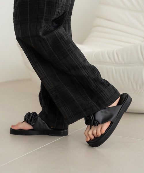 hinari（ヒナリ）の「シアーチェックパンツ（その他パンツ・レディース・ホワイト/ベージュ/ブラック・X-SMALL/SMALL/FREE）」の15枚目の写真