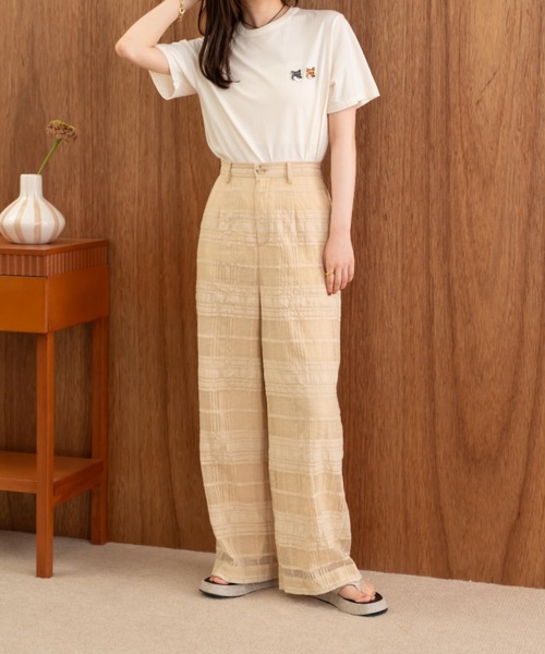 hinari（ヒナリ）の「シアーチェックパンツ（その他パンツ・レディース・ホワイト/ベージュ/ブラック・X-SMALL/SMALL/FREE）」の21枚目の写真