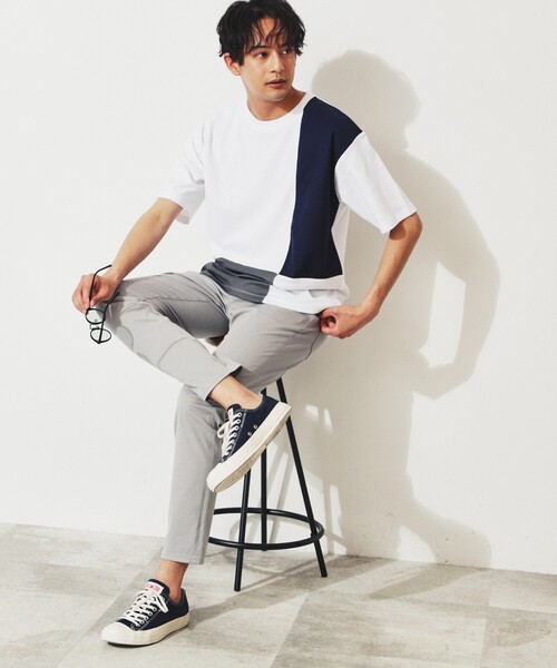 THE SHOP TK （ザ ショップ ティーケー ）の「◆【親子リンク】パネルブロッキングTシャツ（Tシャツ/カットソー・メンズ・ホワイト系7/ブラック/オフホワイト/ナチュラル・02/03/04）」の13枚目の写真