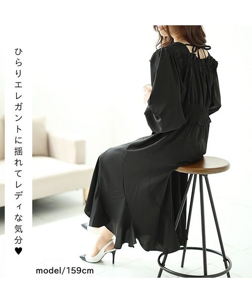 GOLDJAPAN(ゴールドジャパン)の「バックリボンエスカルゴワンピース【大きいサイズ対応】(ワンピース・レディース・ネイビー/ブラック・LL/3L/4L/5L)」の3枚目の写真
