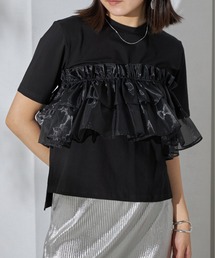 each | 【SETアイテム】オーガンジーフリルカラー＋シルケット半袖Tシャツ(アンサンブル)