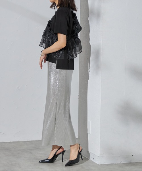 each（イーチ）の「【SETアイテム】オーガンジーフリルカラー＋シルケット半袖Tシャツ（アンサンブル・レディース・ブラック/ホワイト・FREE）」の13枚目の写真