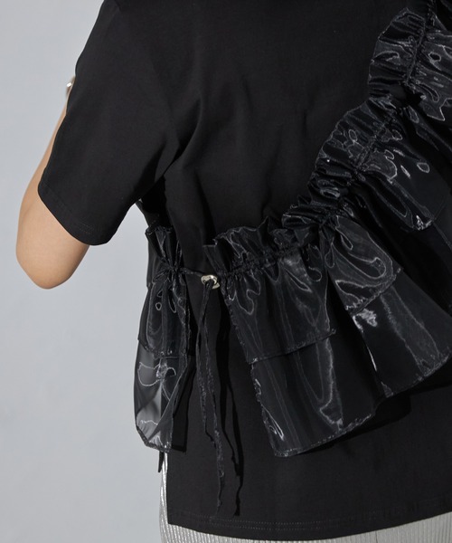 each（イーチ）の「【SETアイテム】オーガンジーフリルカラー＋シルケット半袖Tシャツ（アンサンブル・レディース・ブラック/ホワイト・FREE）」の18枚目の写真
