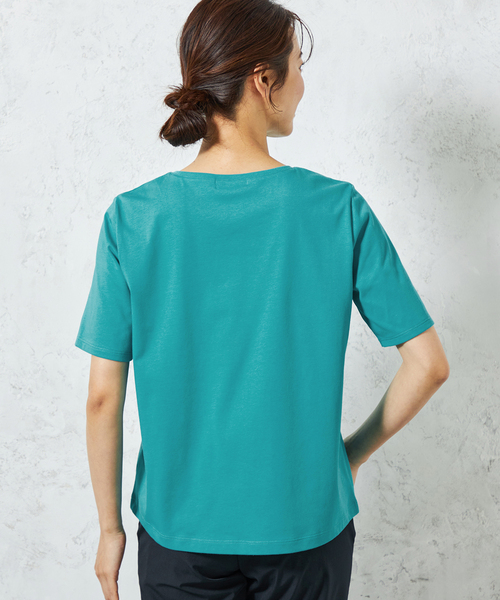 A/C DESIGN BY ALPHA CUBIC(エーシーデザインバイアルファキュービック)の「【UVカット・近赤外線カット】ロゴプリントTシャツ(Tシャツ/カットソー・レディース・オフホワイト/グリーン/ライトグレー・LL/L/M)」の6枚目の写真