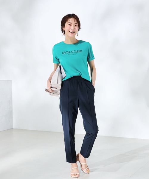A/C DESIGN BY ALPHA CUBIC(エーシーデザインバイアルファキュービック)の「【UVカット・近赤外線カット】ロゴプリントTシャツ(Tシャツ/カットソー・レディース・オフホワイト/グリーン/ライトグレー・LL/L/M)」の14枚目の写真