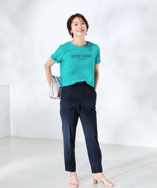 A/C DESIGN BY ALPHA CUBIC(エーシーデザインバイアルファキュービック)の「【UVカット・近赤外線カット】ロゴプリントTシャツ(Tシャツ/カットソー・レディース・オフホワイト/グリーン/ライトグレー・LL/L/M)」の15枚目の写真