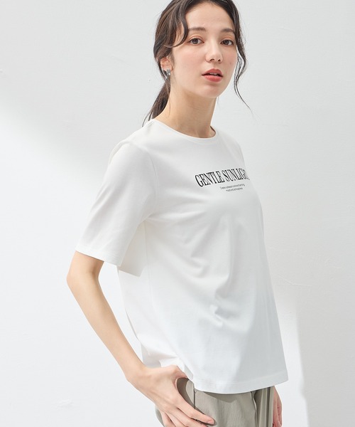 A/C DESIGN BY ALPHA CUBIC(エーシーデザインバイアルファキュービック)の「【UVカット・近赤外線カット】ロゴプリントTシャツ(Tシャツ/カットソー・レディース・オフホワイト/グリーン/ライトグレー・LL/L/M)」の21枚目の写真