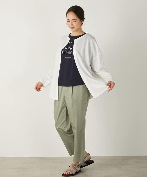 MELROSE claire(メルローズ クレール)の「【ファブリックのような2WAYで使えるカーデ&プルオーバー】(Tシャツ/カットソー・レディース・ブラック/オフホワイト/イエロー/ブルー・FREE)」の2枚目の写真