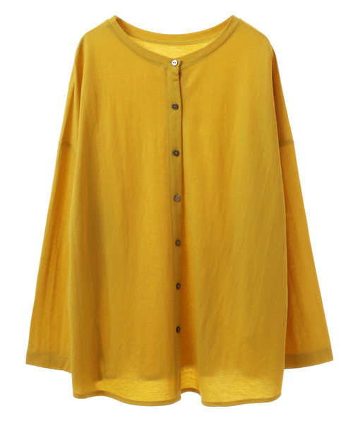 MELROSE claire(メルローズ クレール)の「【ファブリックのような2WAYで使えるカーデ&プルオーバー】(Tシャツ/カットソー・レディース・ブラック/オフホワイト/イエロー/ブルー・FREE)」の4枚目の写真