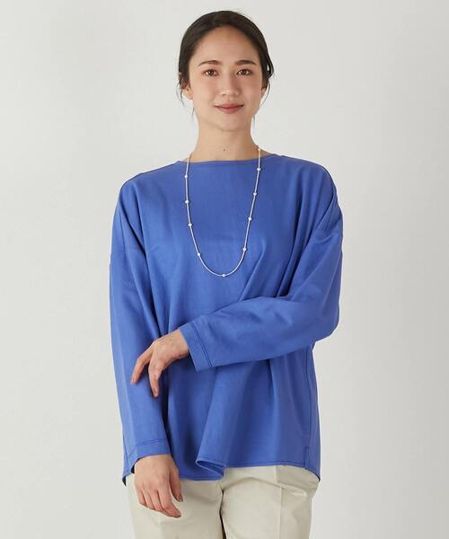 MELROSE claire(メルローズ クレール)の「【ファブリックのような2WAYで使えるカーデ&プルオーバー】(Tシャツ/カットソー・レディース・ブラック/オフホワイト/イエロー/ブルー・FREE)」の3枚目の写真