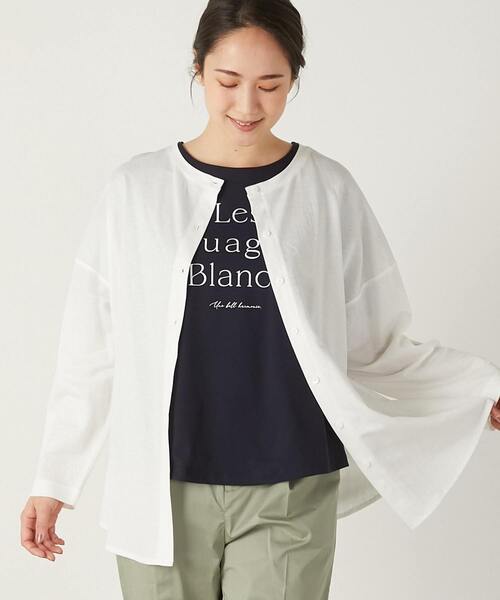 MELROSE claire(メルローズ クレール)の「【ファブリックのような2WAYで使えるカーデ&プルオーバー】(Tシャツ/カットソー・レディース・ブラック/オフホワイト/イエロー/ブルー・FREE)」の18枚目の写真