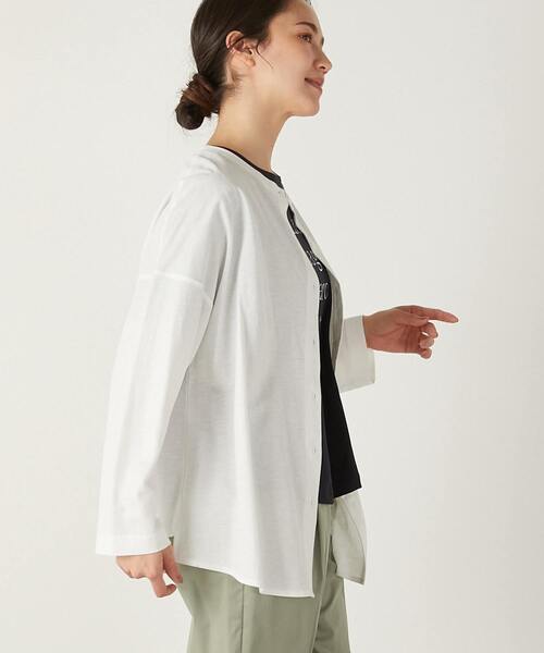 MELROSE claire(メルローズ クレール)の「【ファブリックのような2WAYで使えるカーデ&プルオーバー】(Tシャツ/カットソー・レディース・ブラック/オフホワイト/イエロー/ブルー・FREE)」の20枚目の写真