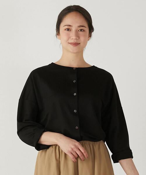 MELROSE claire(メルローズ クレール)の「【ファブリックのような2WAYで使えるカーデ&プルオーバー】(Tシャツ/カットソー・レディース・ブラック/オフホワイト/イエロー/ブルー・FREE)」の10枚目の写真