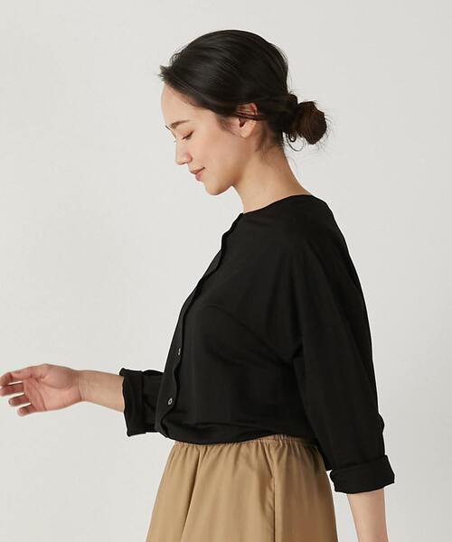 MELROSE claire(メルローズ クレール)の「【ファブリックのような2WAYで使えるカーデ&プルオーバー】(Tシャツ/カットソー・レディース・ブラック/オフホワイト/イエロー/ブルー・FREE)」の12枚目の写真