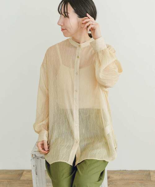 ITEMS URBANRESEARCH（アイテムズ アーバンリサーチ）の「シアーヨウリュウバンドカラーシャツ（シャツ/ブラウス・レディース・オレンジ/ブラック/オフホワイト・FREE）」の20枚目の写真