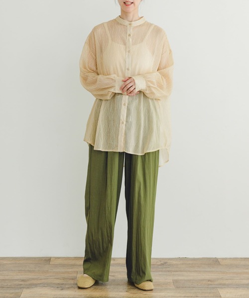 ITEMS URBANRESEARCH（アイテムズ アーバンリサーチ）の「シアーヨウリュウバンドカラーシャツ（シャツ/ブラウス・レディース・オレンジ/ブラック/オフホワイト・FREE）」の21枚目の写真