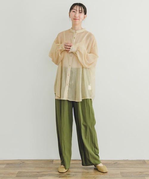 ITEMS URBANRESEARCH（アイテムズ アーバンリサーチ）の「シアーヨウリュウバンドカラーシャツ（シャツ/ブラウス・レディース・オレンジ/ブラック/オフホワイト・FREE）」の22枚目の写真