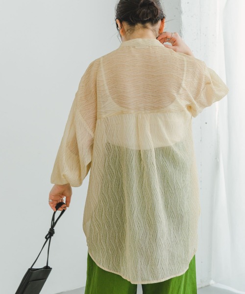 ITEMS URBANRESEARCH（アイテムズ アーバンリサーチ）の「シアーヨウリュウバンドカラーシャツ（シャツ/ブラウス・レディース・オレンジ/ブラック/オフホワイト・FREE）」の13枚目の写真