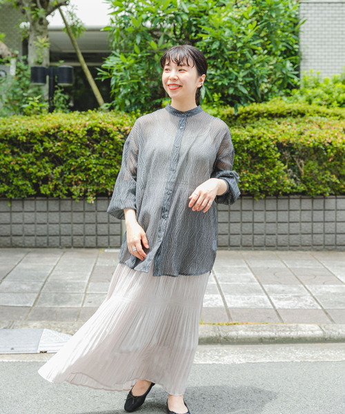 ITEMS URBANRESEARCH（アイテムズ アーバンリサーチ）の「シアーヨウリュウバンドカラーシャツ（シャツ/ブラウス・レディース・オレンジ/ブラック/オフホワイト・FREE）」の18枚目の写真