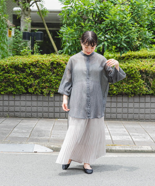 ITEMS URBANRESEARCH（アイテムズ アーバンリサーチ）の「シアーヨウリュウバンドカラーシャツ（シャツ/ブラウス・レディース・オレンジ/ブラック/オフホワイト・FREE）」の10枚目の写真