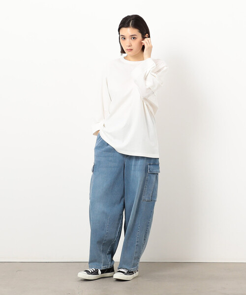 Purple&Yellow(パープルアンドイエロー)の「布帛切替6分袖ドルマンスリーブTシャツ(Tシャツ/カットソー・メンズ・ホワイト/ブラック/カーキ・SMALL/MEDIUM)」の6枚目の写真